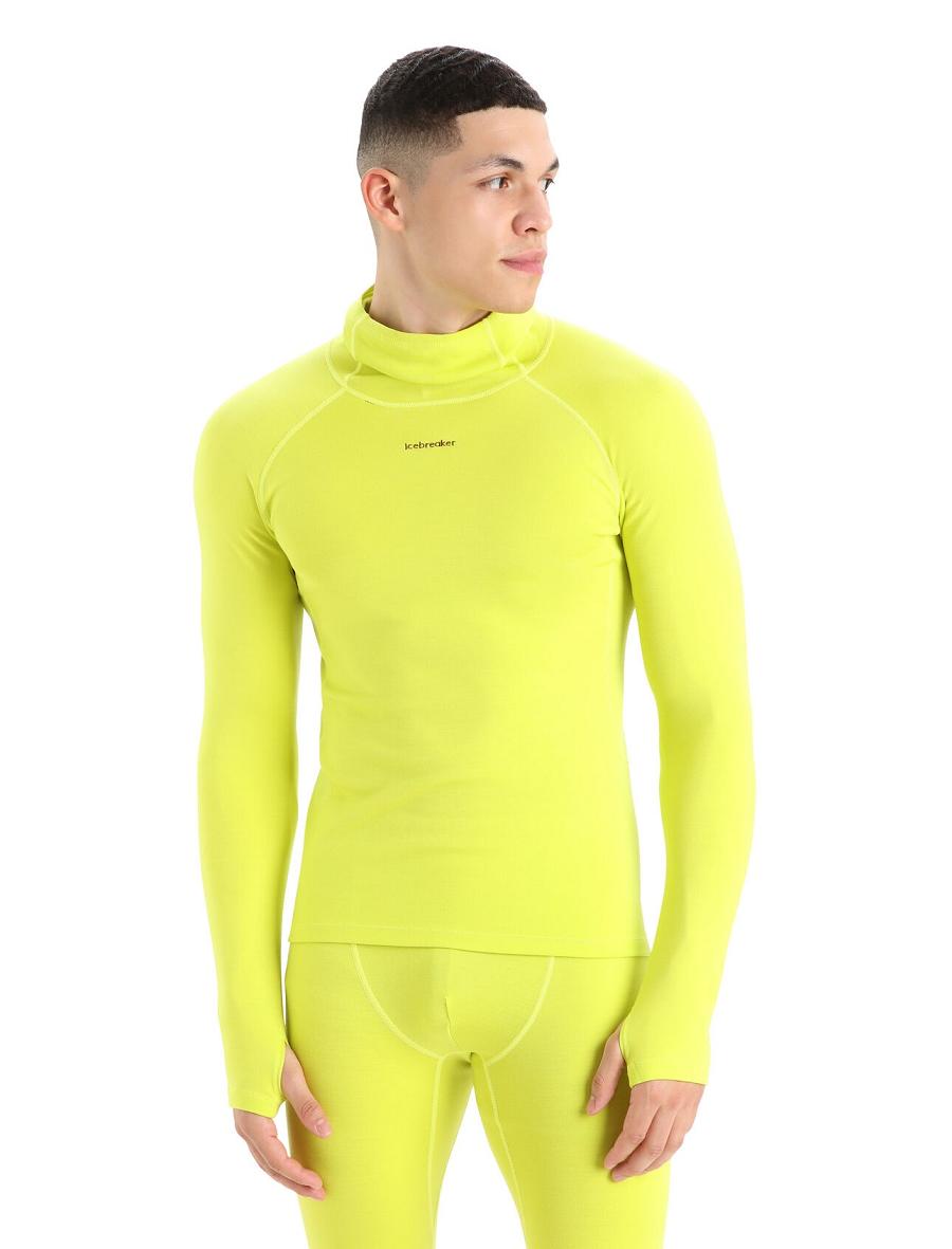 Icebreaker MerinoFine™ Long Sleeve Roll Neck Férfi Base Layers Sárga | HU 1342MQZA